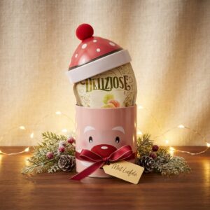 Kerstblikje met fruitsnoepjes - Kerstman