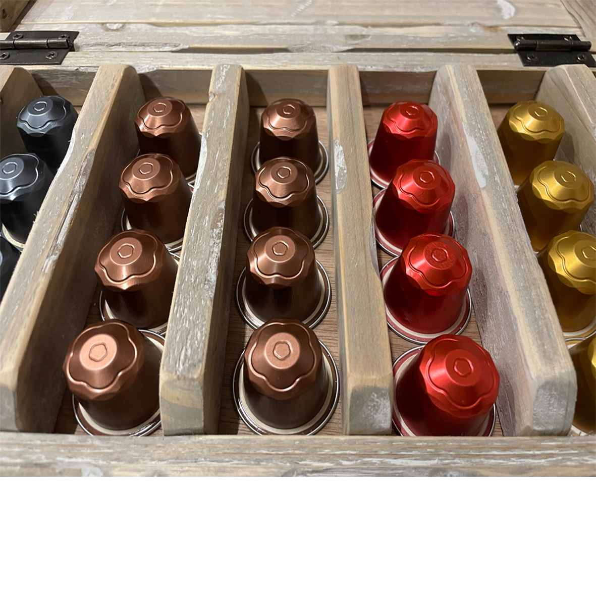 Houten kistje incl. 28 koffie cups - Afbeelding 4